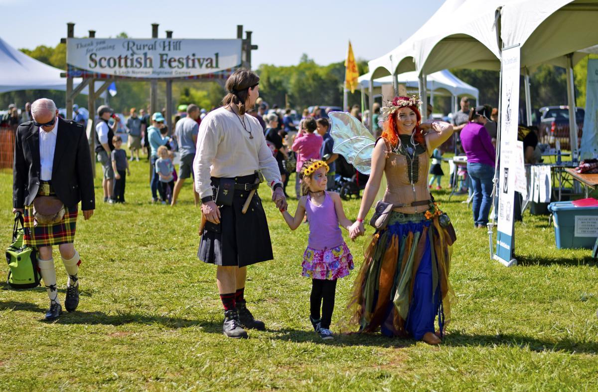 Bagpipers at the Loch Norman Highland Games at Historic Rural Hill in Huntersville, NC